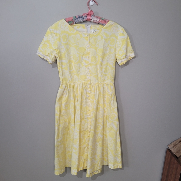 1980s Lilly Pulitzer yellow floral dress Vintage Cotton Dresa - Picture 6 of 14